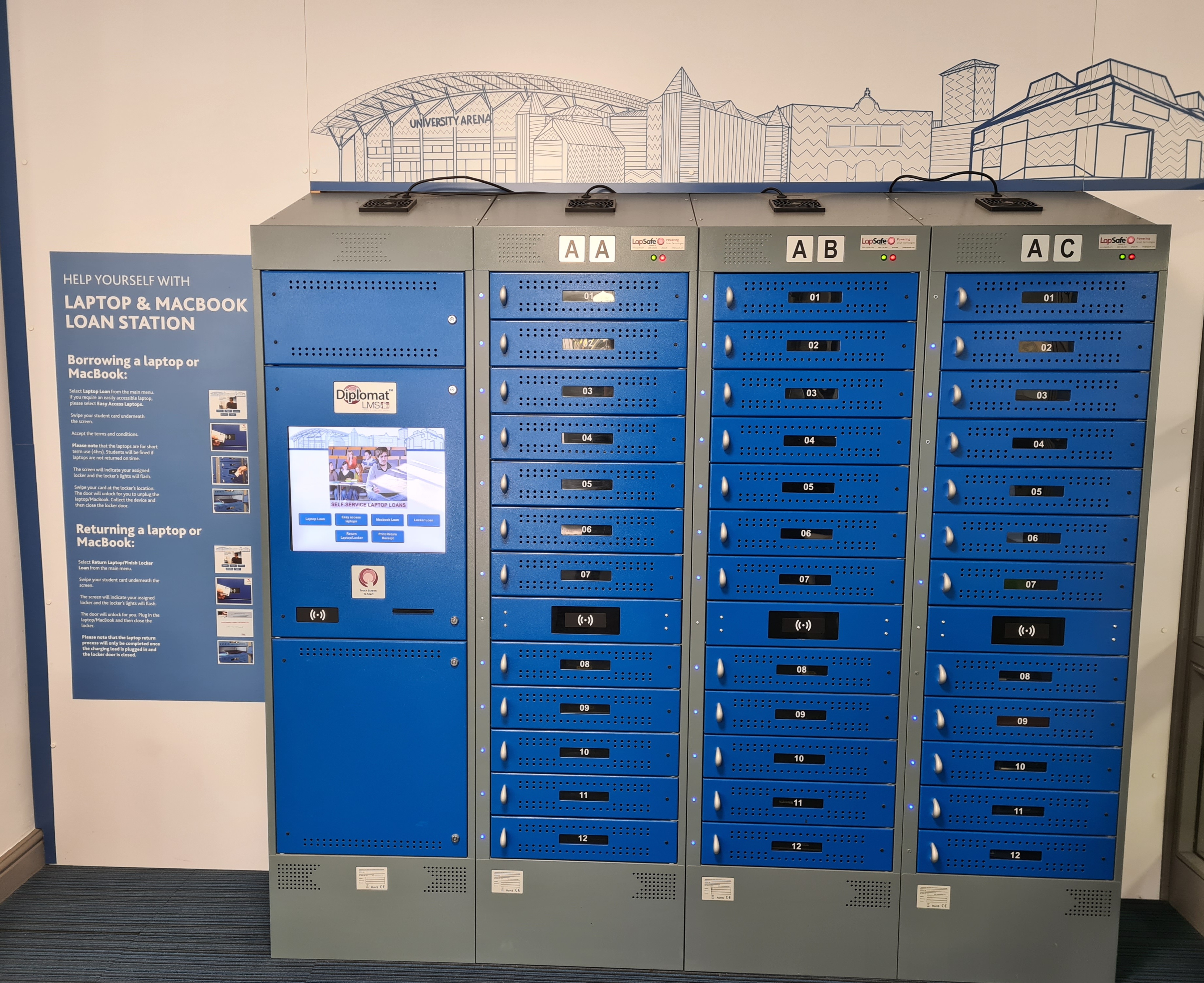 Short term loan lockers in the Peirson Study & Guidance Centre