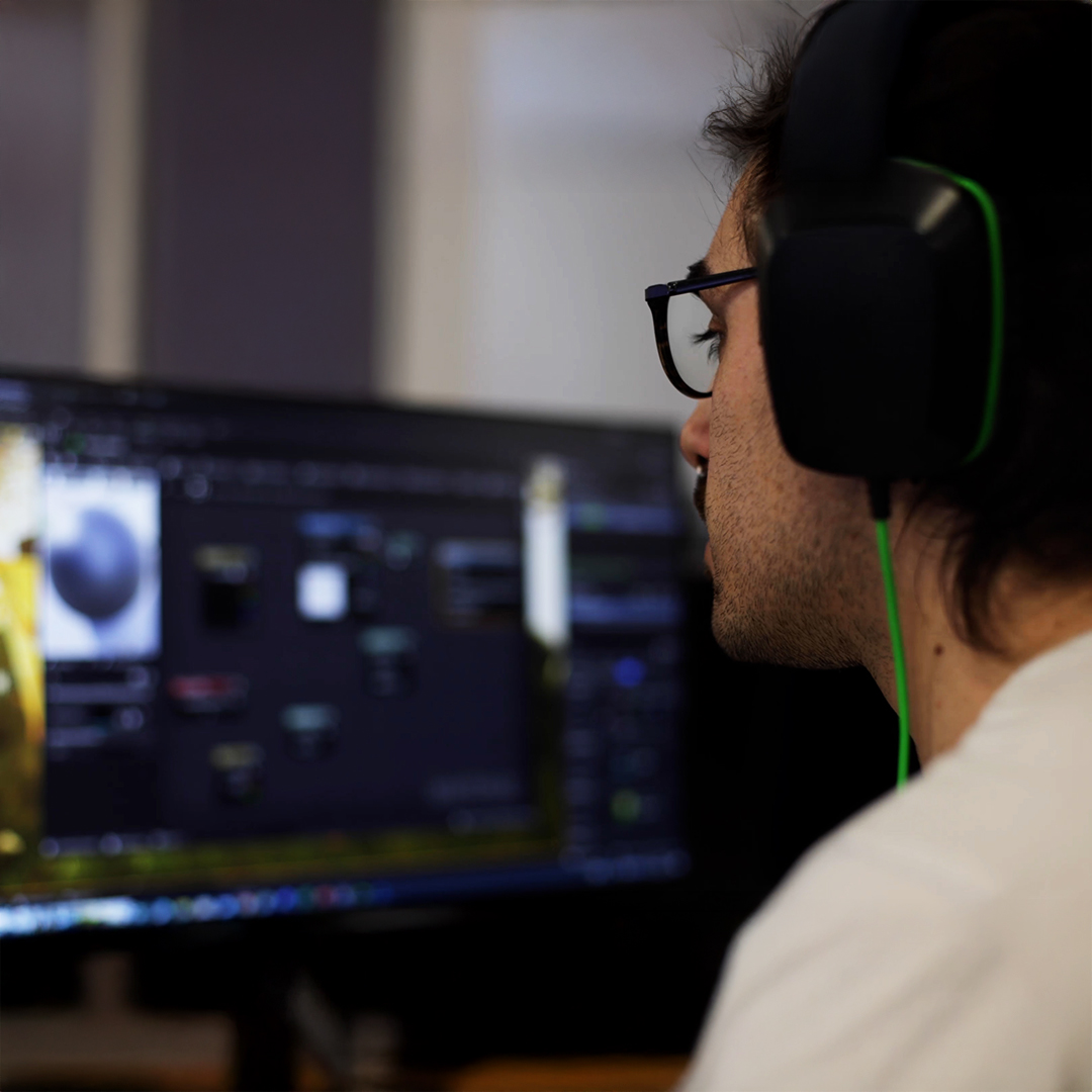 A student creating game art