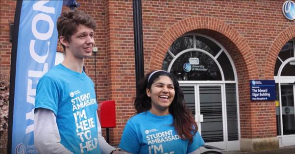 Student ambassadors welcoming visitors