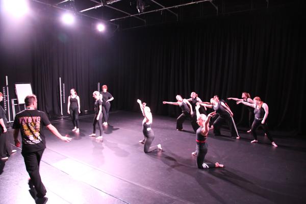 Dance students using dancefloor