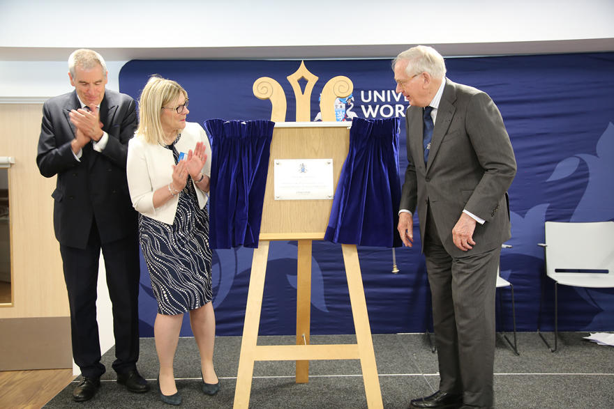 The Duke of Gloucester unveils a plaque for the new building