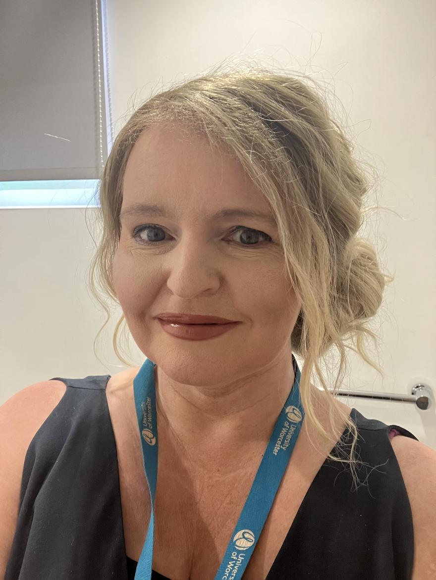 A shoulders-up photo of Gill Harrop
