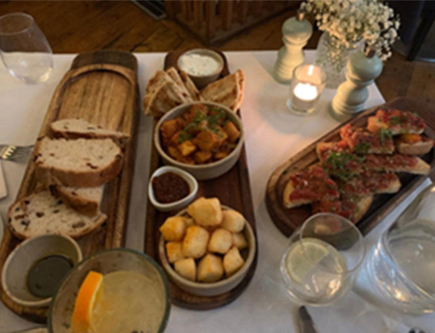 A tapas style selection of food on a table