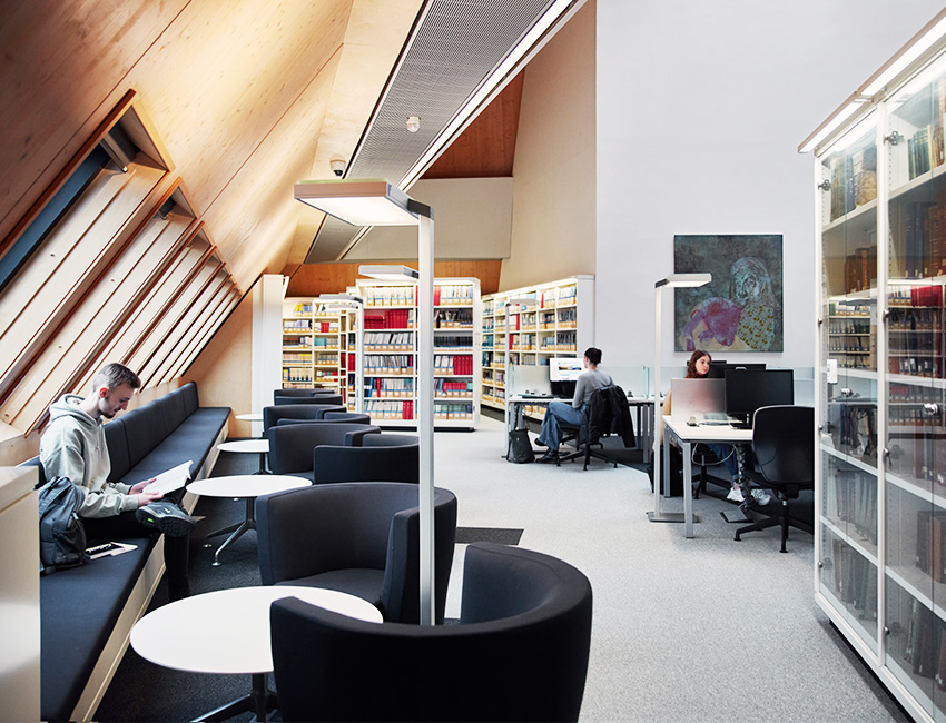 Students studing in the library