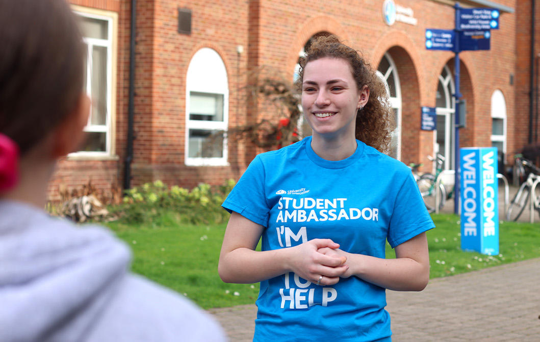 Students walking outside our St John's Campus main reception