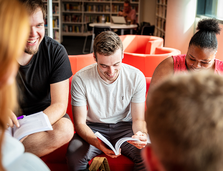 Students walking outside our St John's Campus main reception