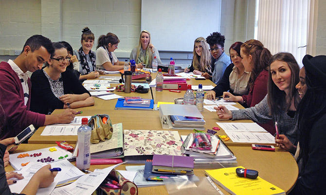 PGCE Psychology students doing group practical work
