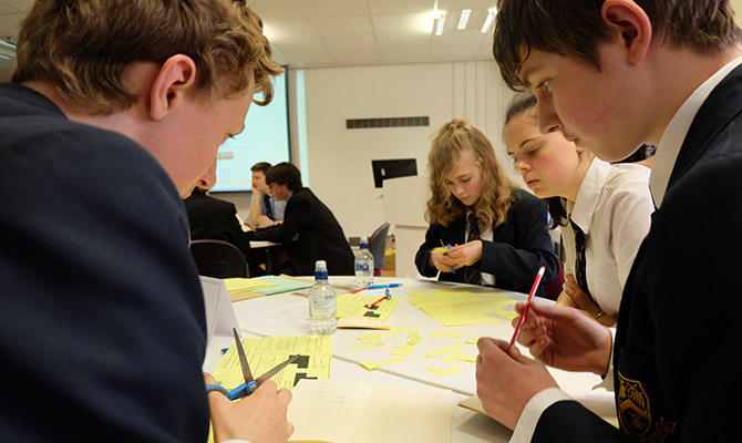 Secondary school children in classroom