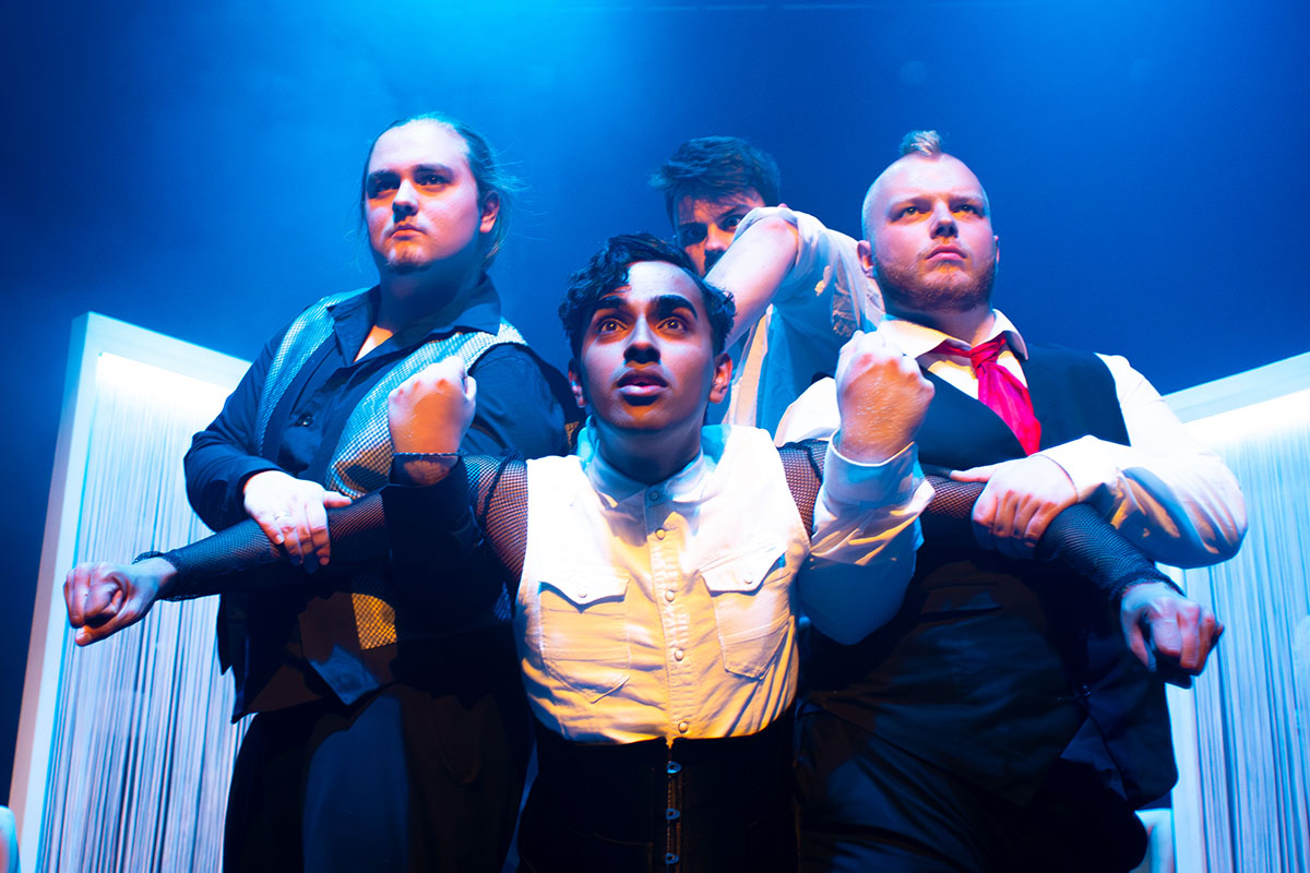 Close-up of people performing theatre