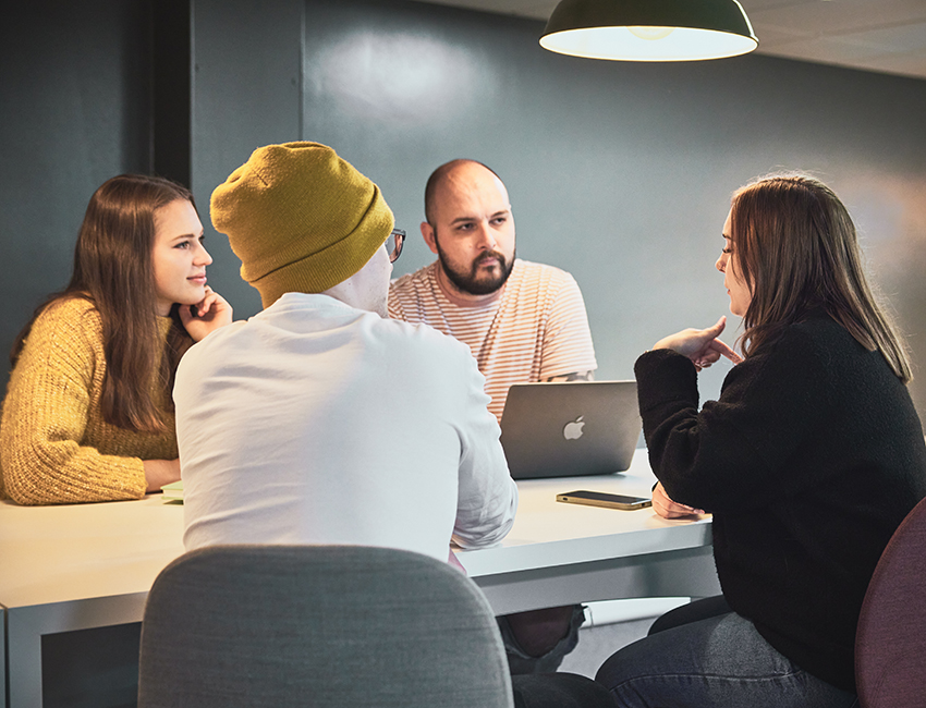 Students in discussion in the study centre