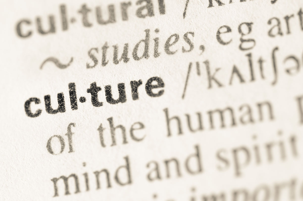 Close up of dictionary entry for culture
