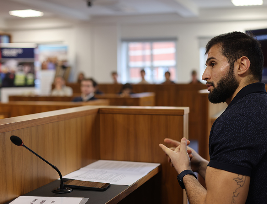 Students walking outside our St John's Campus main reception