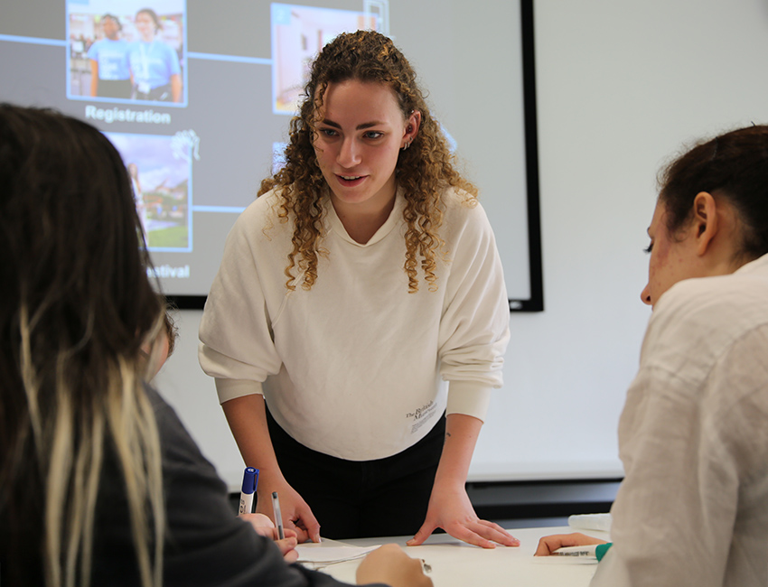 Students walking outside our St John's Campus main reception