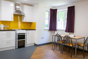 inside a communal kitchen in en-suite accommodation