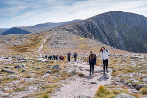 students on a mountain path