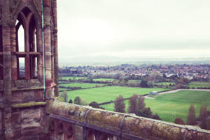 elevated view of worcester from the cathedral tower
