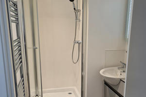 View of shower in Mary Seacole hall of residence