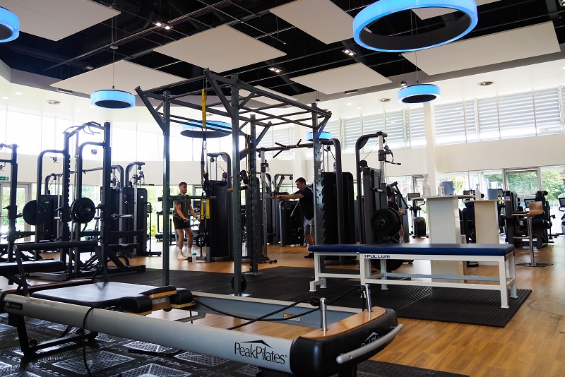 angled image of fitness facilities within a gym