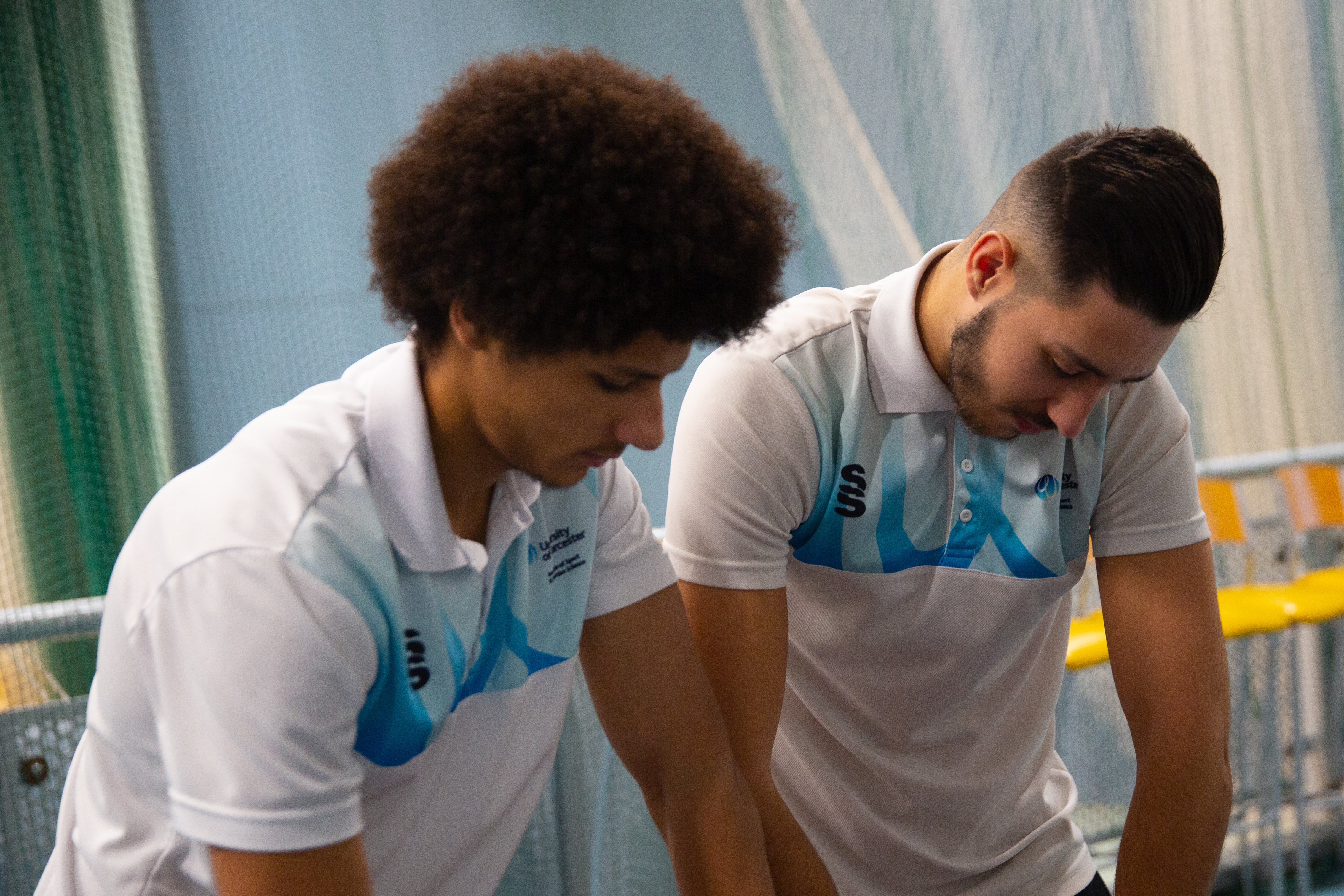 Two Sports Therapy degree students at a clinic