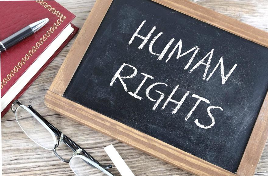 human rights written on blackboard