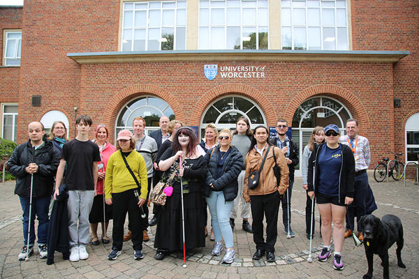 People standing in front of a building