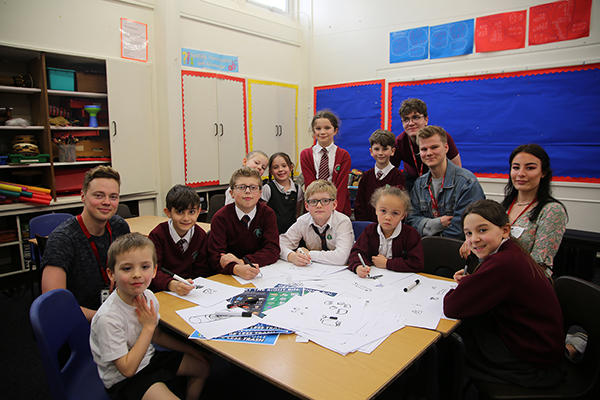 Students recycling workshop Oldbury Park School