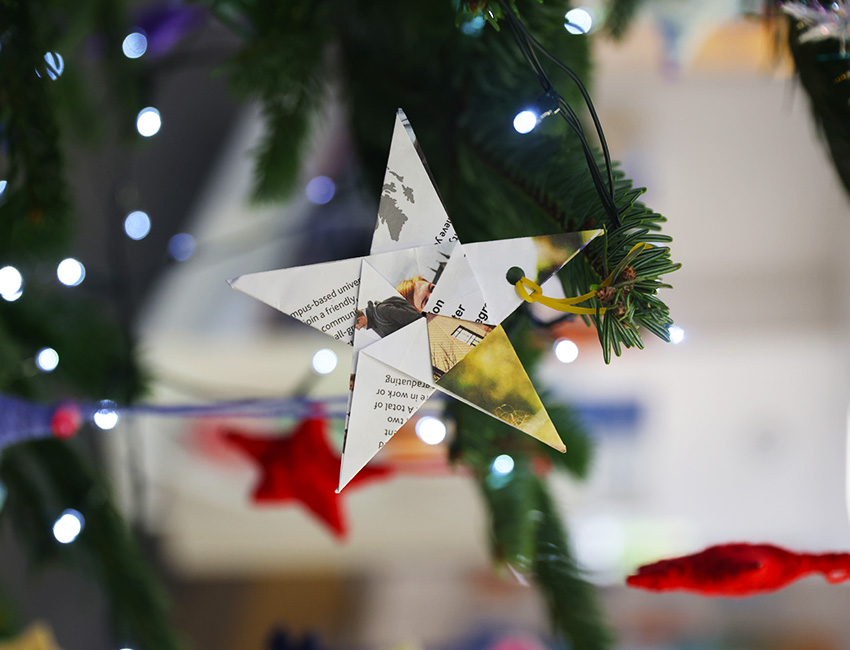 Students walking outside our St John's Campus main reception