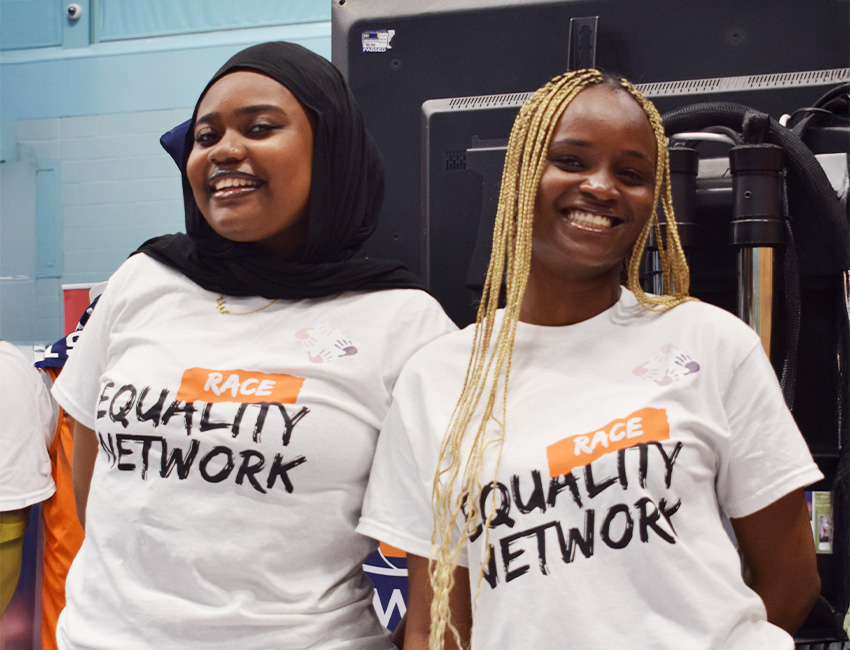 Students walking outside our St John's Campus main reception