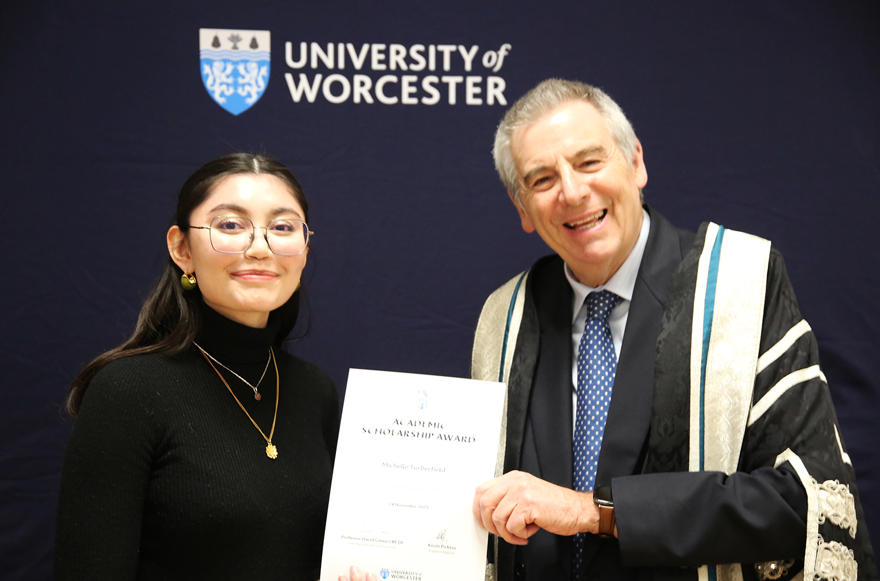 Student receives certificate