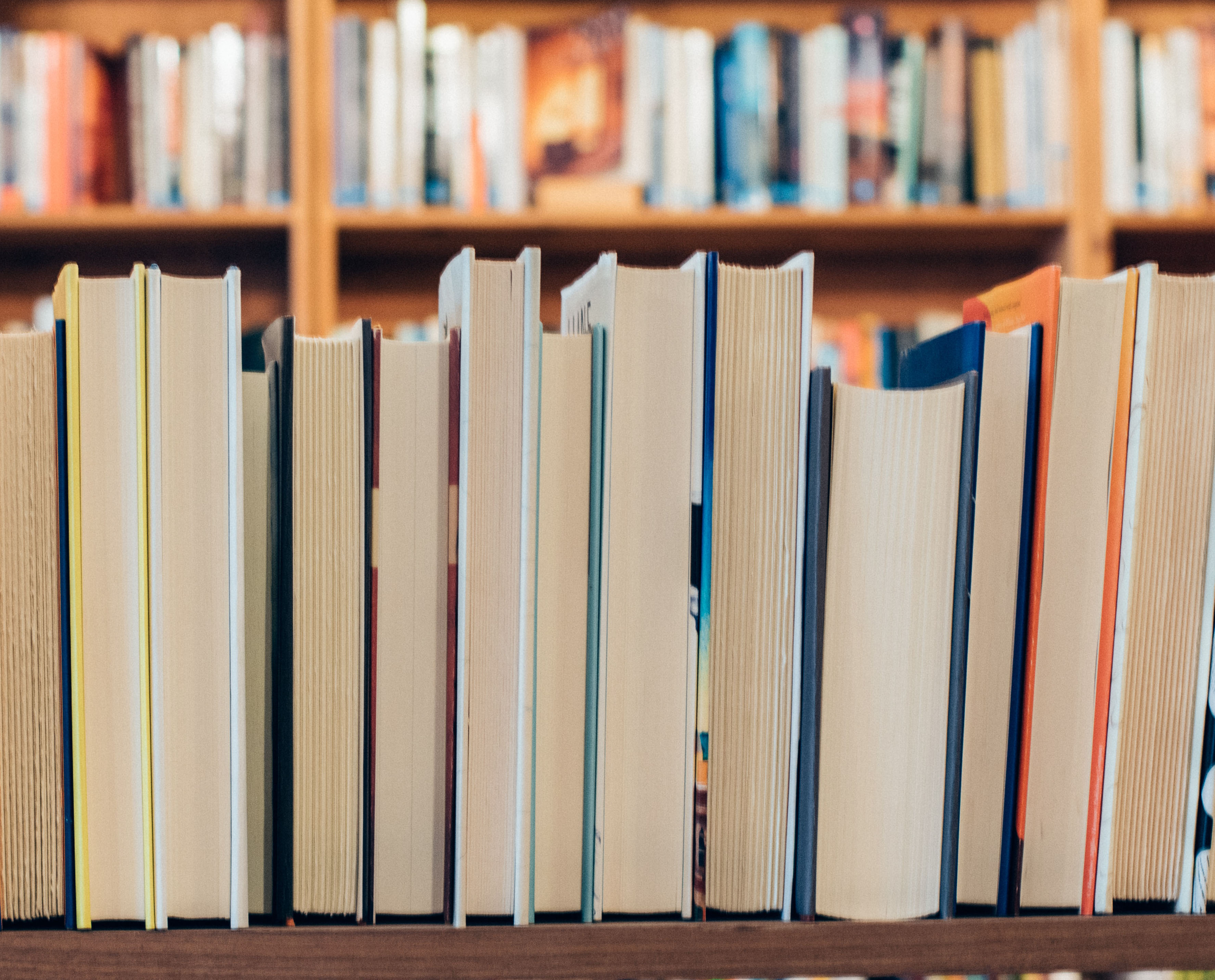 A close up shot of some books