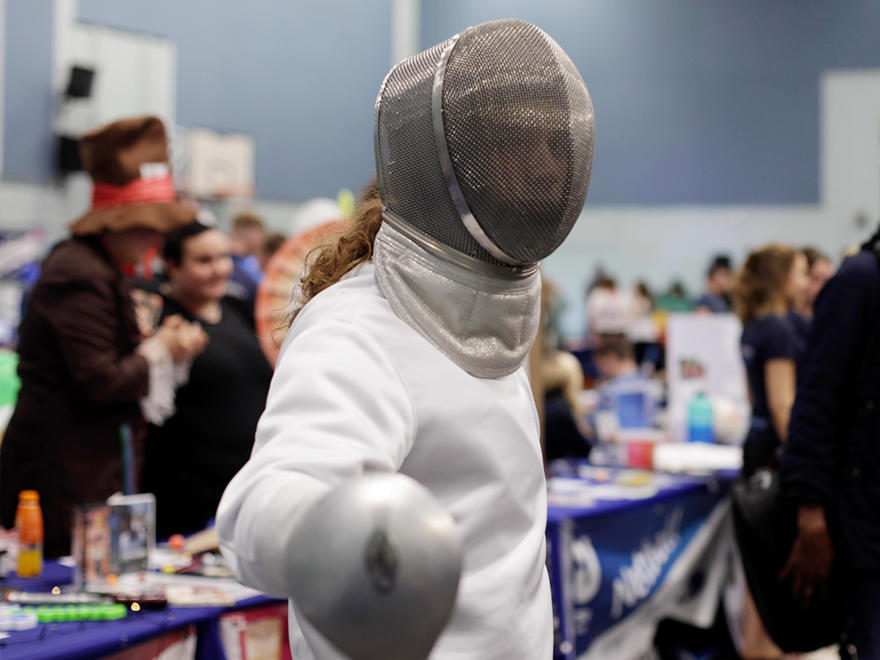 A student fencing