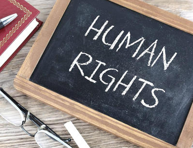 Human rights on blackboard