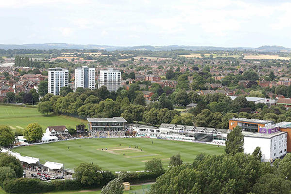Worcester Cricket Ground shot from the air