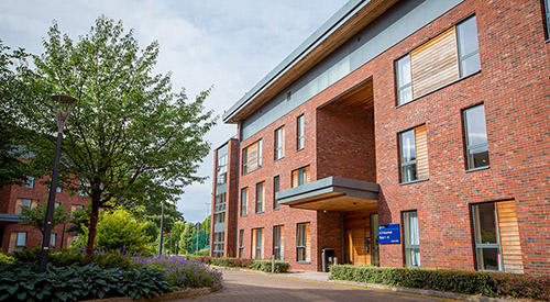 An outside shot of University Halls