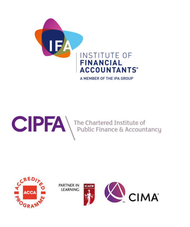 Logos for IFA, CIPFA, ACCA, ICAEW and CIMA