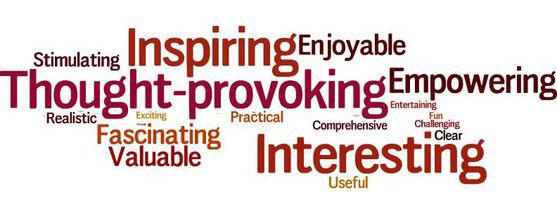 A net of inspiring words such as "empowering" and "Interesting"