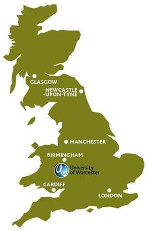 A map of the UK highlights where Worcester is