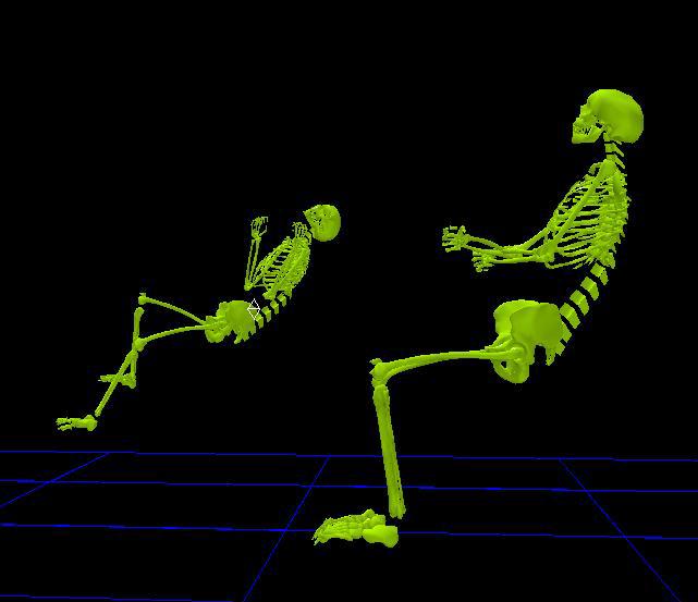 Two green motion capture skeletons