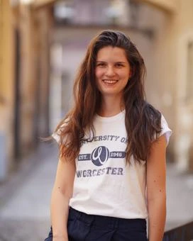 University of Worcester logo on a light blue background