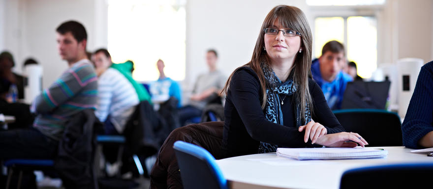 Business student in a meeting while on placement