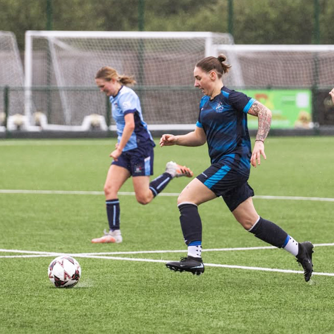 A female football player during a match