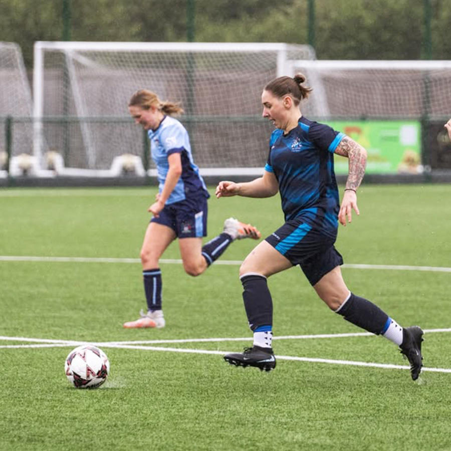 A female football player during a match