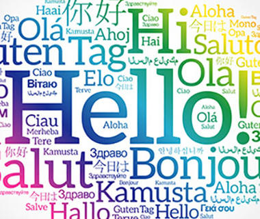 The word hello appears in many different languages