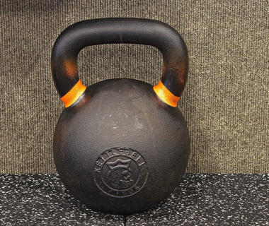 A close up of a kettlebell