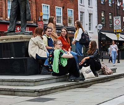 a group of students are in the City Centre