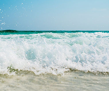 The ocean waves on the beach