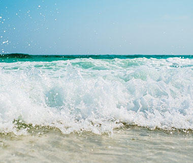 The ocean waves on the beach