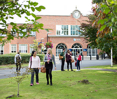Students outside the University of Worcester St John's campus