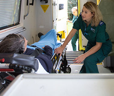 A student paramedic working in an ambulance