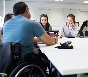 students at a desk